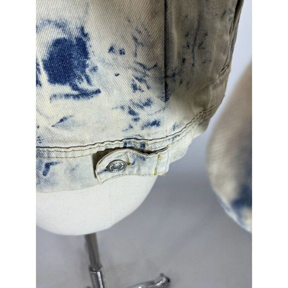 Free People Jean Jacket Acid Wash Tie Dye Denim S Cream Blue Rumor Jones - Picture 9 of 16